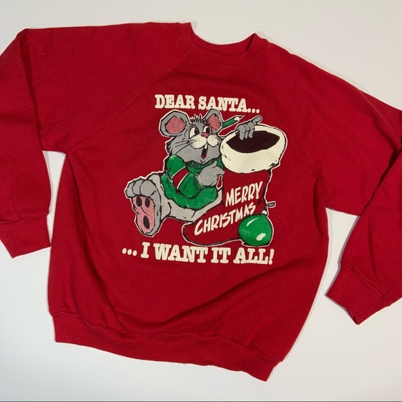 Vtg Dear Santa Christmas mouse sweatshirt - Picture 1 of 7